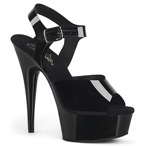 Black high heels 15 cm DELIGHT stretch material platform high heels