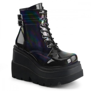 Hologram 11,5 cm SHAKER-52 demoniacult sleehakken boots met plateau zwart