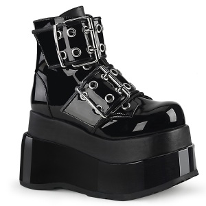 Lakleer 11,5 cm BEAR-104 emo wedge plateau boots met gesp