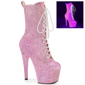 Neon glitter 18 cm ADORE-1040IG dames hoge hakken enkellaarsjes plateau