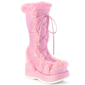 Nepbont 7 cm CUBBY-311 lolita dames laarzen met plateau in roze