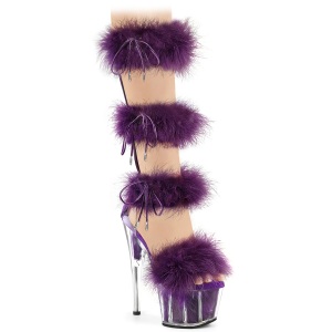 Paarse 18 cm ADORE-728F pole dance hakken met veren