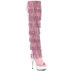 Rose 15 cm DELIGHT exotic overknee boots rhinestone fringes