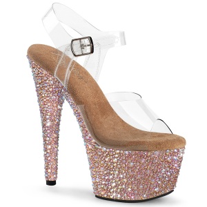 Rose gold 18 cm BEJEWELED-708MS paaldans schoenen hoge hakken met strass plateau