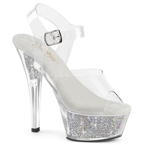 Silver 15 cm KISS-208RSI transparent platform rhinestone high heels