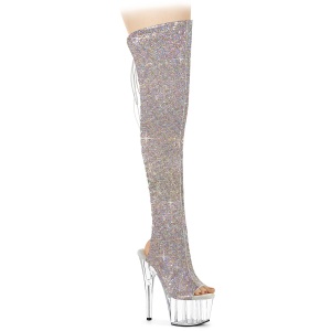 Strass ADORE 18 cm open toe overknee boots hoge hakken met veters