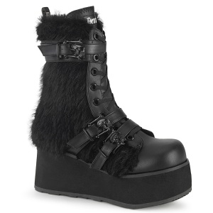 Vegan 8,5 cm TRASH218 mens boots platform with buckles black