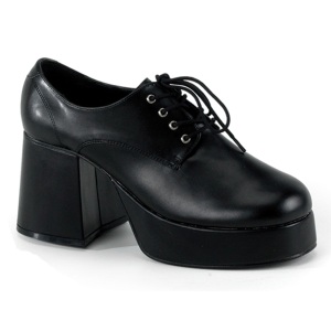 Vegan JAZZ-02 pimp shoes 70s mens disco platform shoes lace-up black