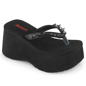 Zwart 9 cm FUNN-35 emo gothic platform mules dames