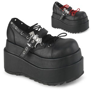 Zwarte 11,5 cm BEAR-23 emo maryjane plateau schoenen met gesp