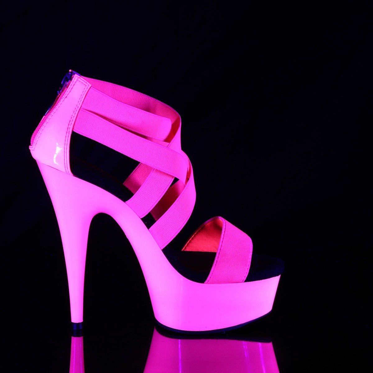 vergelijking Uitdrukkelijk scheuren Roze neon 15 cm DELIGHT-669UV paaldans schoenen met hoge hakken