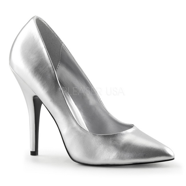 matte silver heels
