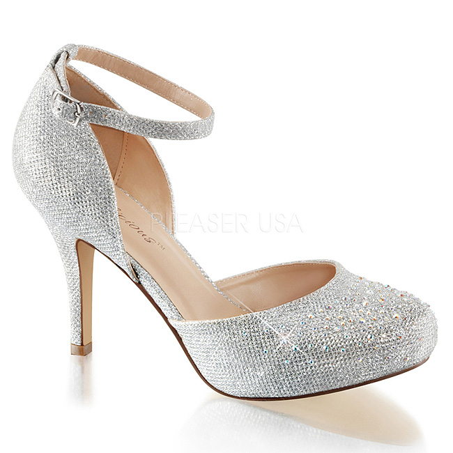 silver rhinestone shoes low heel