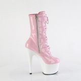 1046TT - 18 cm platform high heels boots lakleer roze