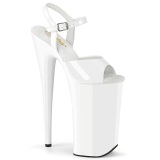 Lakleer witte 25,5 cm BEYOND-009 super hoge hakken - extreem high heels plateau