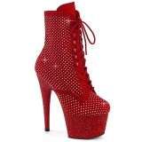 ADORE-1020RM 18 cm pleaser hoge hakken boots plateau strass rode