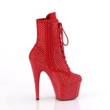 ADORE-1020RM 18 cm pleaser hoge hakken boots plateau strass rode