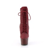 ADORE-1020RM 18 cm pleaser hoge hakken boots plateau strass wijn rood