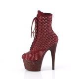 ADORE-1020RM 18 cm pleaser hoge hakken boots plateau strass wijn rood