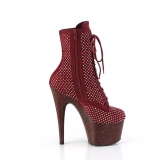 ADORE-1020RM 18 cm pleaser hoge hakken boots plateau strass wijn rood