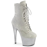 ADORE-1020RM 18 cm pleaser hoge hakken boots plateau strass zilveren