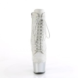 ADORE-1020RM 18 cm pleaser hoge hakken boots plateau strass zilveren