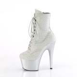 ADORE-1020RM 18 cm pleaser hoge hakken boots plateau strass zilveren