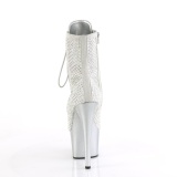 ADORE-1020RM 18 cm pleaser hoge hakken boots plateau strass zilveren