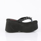 Black 9 cm FUNN-35 emo gothic platform womens mules