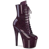 Eggplant glitter 18 cm dames high heels boots plateau