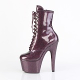 Eggplant glitter 18 cm dames high heels boots plateau