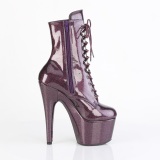 Eggplant glitter 18 cm dames high heels boots plateau