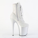 FLAMINGO-1020RM 20 cm pleaser high heels ankle boots strass silver