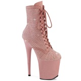 FLAMINGO-1020RM 20 cm pleaser hoge hakken boots plateau strass roze