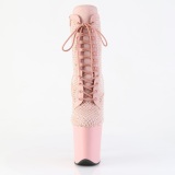 FLAMINGO-1020RM 20 cm pleaser hoge hakken boots plateau strass roze