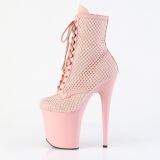 FLAMINGO-1020RM 20 cm pleaser hoge hakken boots plateau strass roze