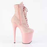 FLAMINGO-1020RM 20 cm pleaser hoge hakken boots plateau strass roze