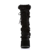 Faux fur trim goth 13 cm womens gothic chunky platform boots black