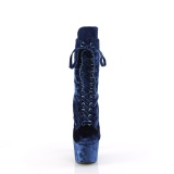 Fluweel 18 cm ADORE-1045VEL blauwe enkellaarzen met naaldhak + teenkappen