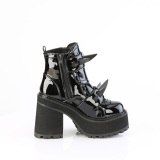 Gelakte 12 cm ASSAULT-72 dames boots met studszool en plateau in zwart