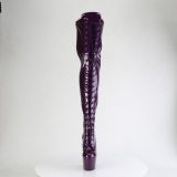 Glitter 18 cm ADORE-3020GP Violet overknee boots hoge hakken met veters