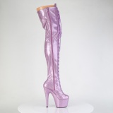 Glitter 18 cm ADORE-3020GP paarse overknee boots hoge hakken met veters