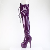 Glitter 18 cm PEEP TOE Violet overknee boots hoge hakken met veters