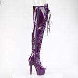 Glitter 18 cm PEEP TOE Violet overknee boots hoge hakken met veters