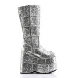 Glitter 18 cm knie laarzen cyberpunk herenlaarzen extreem plateau