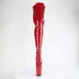 Glitter 20 cm FLAMINGO-3020GP Rode overknee boots hoge hakken met veters