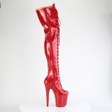 Glitter 20 cm FLAMINGO-3020GP Rode overknee boots hoge hakken met veters