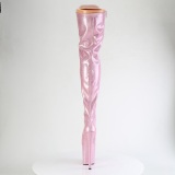 Glitter 20 cm FLAMINGO-3020GP Rose thigh high boots with laces high heels