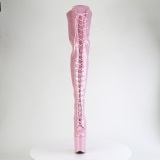 Glitter 20 cm FLAMINGO-3020GP Roze overknee boots hoge hakken met veters