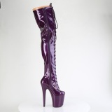 Glitter 20 cm FLAMINGO-3020GP Violet overknee boots hoge hakken met veters